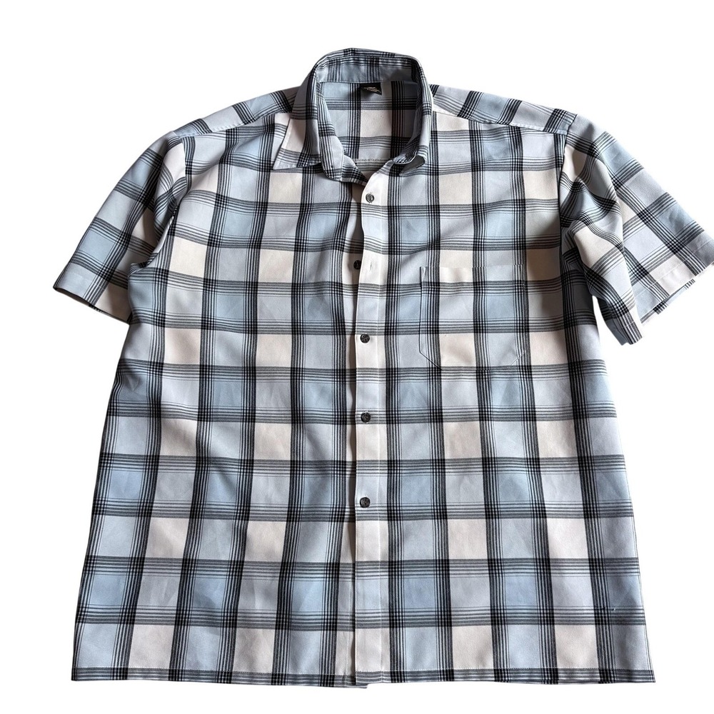 Lowrider Mens‎ Blue Black Plaid Short Sleeve Button Up Shirt XL Street